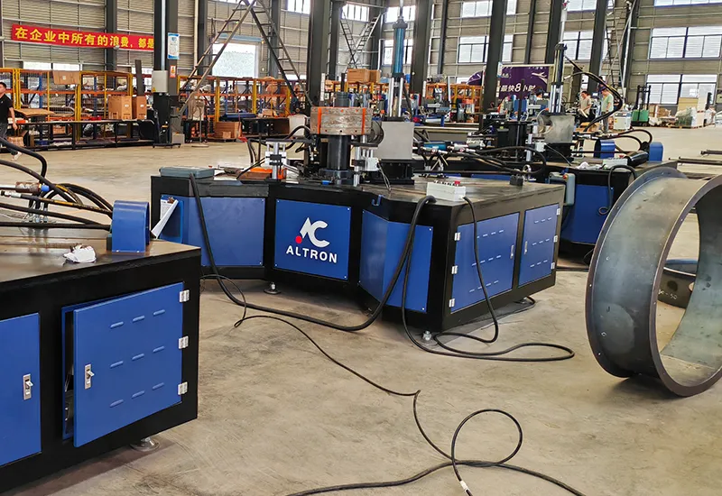 Flanging machine test area