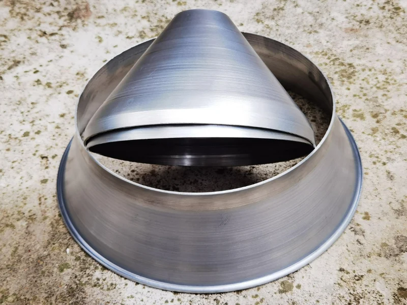 Metal spinning for mixed flow fan accessories