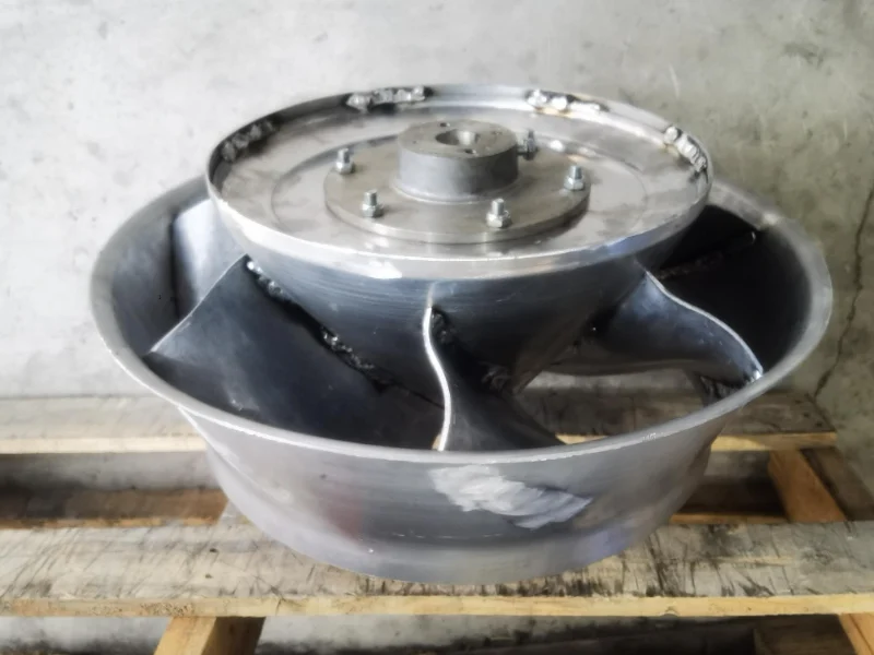 Mixed flow fan impeller curling
