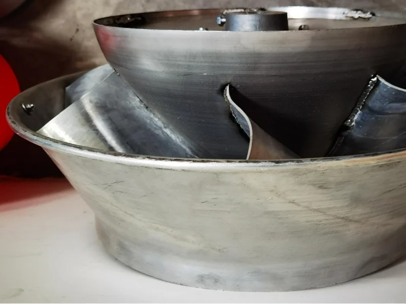 Mixed flow fan impeller reinforcement