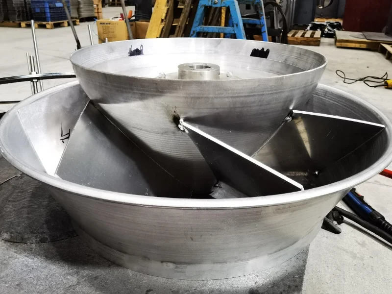 Mixed flow fan impeller replacement straight blades